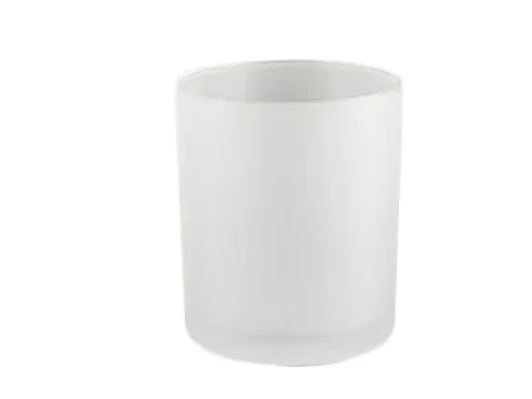 White Stained Frosted Glass Candle Jars — view 3
