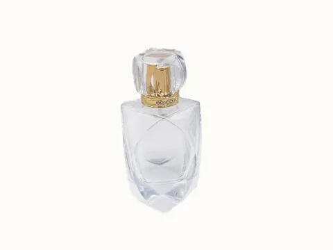 Clear Diamond Glass Perfume Bottle With Lid — view 1