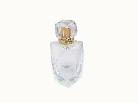 Clear Diamond Glass Perfume Bottle With Lid — main view