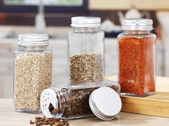 Square Glass Spice Jars — main view