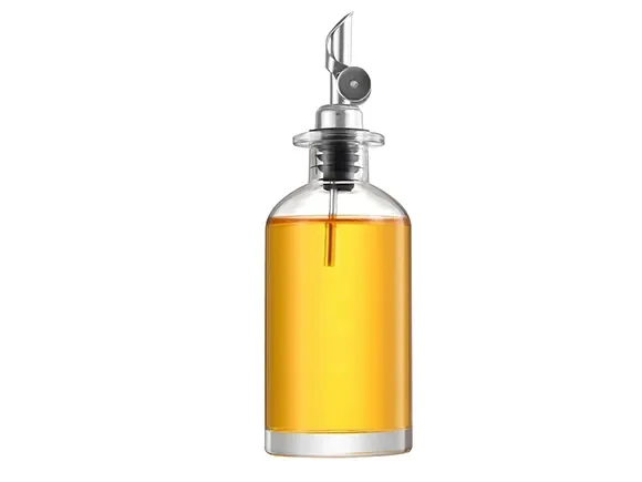 Clear Glass Olive Oil Bottle Dispenser with Pour Spout — main view