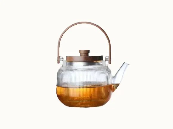 Transparent and Hammered Glass Tea Pot — main view