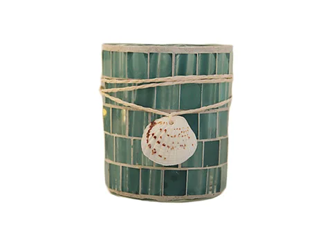 Mosaic Style Simple Glass Candle Jar with Shell Decoration — view 4