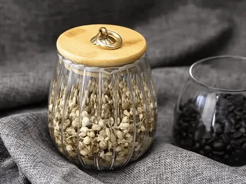 Glass Jar With Bamboo Lid and Metal Handle — view 2