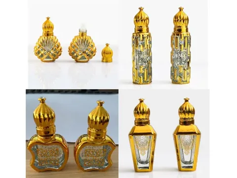 Golden Electroplated Oud Glass Essential Oil Bottle — view 2
