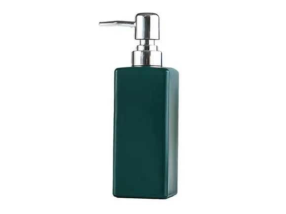 Green Square Glass Soap Bottle — main view