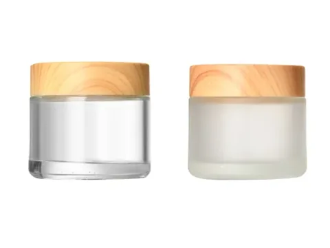 Cream Jars with Bamboo Style Lids