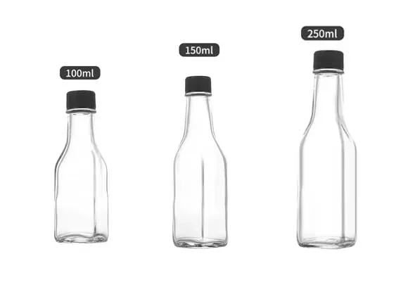 () () () Square Hot Sauce Bottles — main view