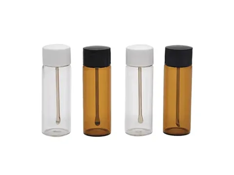 Amber Glass Pill Bottle with Spoon — view 2