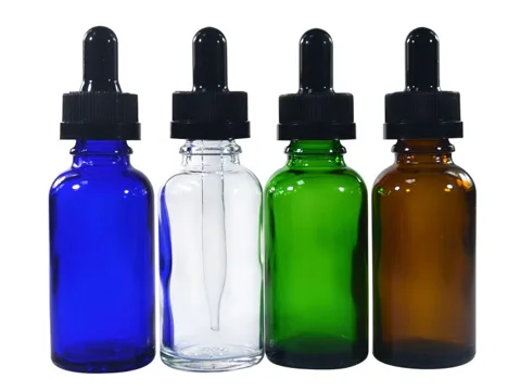 Green Cobalt Blue Amber Glass Dropper Bottles