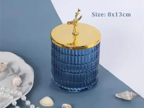Blue Glass Candle Jars with Lids — view 5