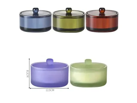 () Frosted Colored Glass Candle Jars With Lid
