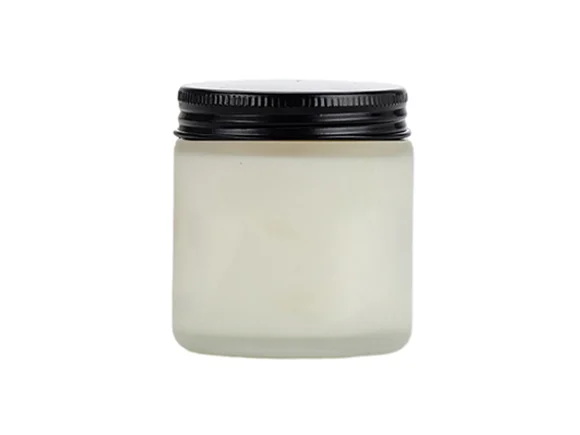 Frosted White Glass Candle Jar with Crew Lids — main view