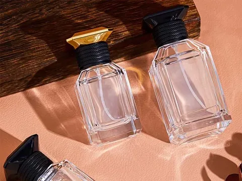 Glass Perfume Bottles With Black Lids — view 4
