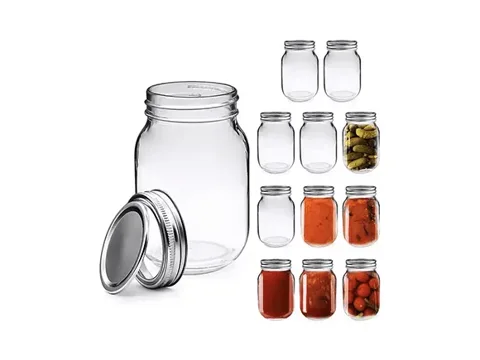 Round Glass Food Storage Jars with Silver Metal Lid — view 2