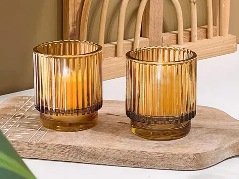 Glass Amber Candle Jars — view 2