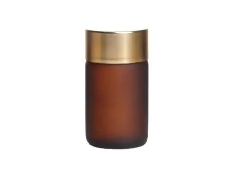 Frosted Amber Wide Mouth Glass Pill Bottle with Screw