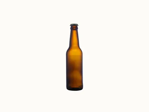 () () Brown Glass Beer Bottle