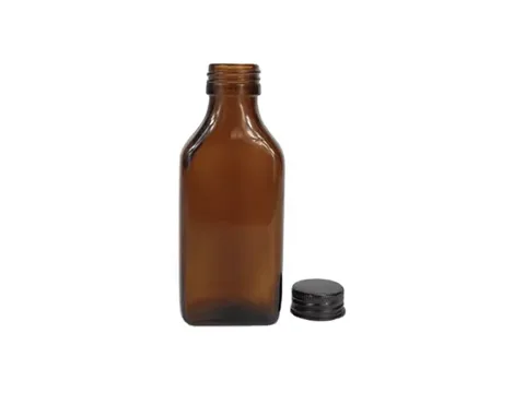 Square Amber Glass Medicine Bottles