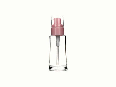 Clear With Pink/Gray/Black Lid Spray/Pump Round Glass Lotion Bottles — view 6
