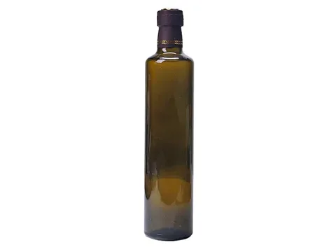 Round Amber Glass Olive Oil Bottle — view 1