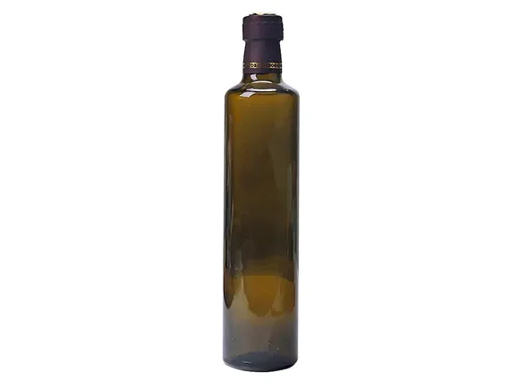 Round Amber Glass Olive Oil Bottle — main view
