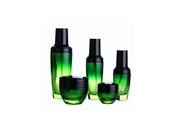Green Glass Cream Jars — main view