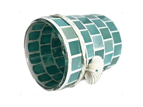 Mosaic Style Simple Glass Candle Jar with Shell Decoration — view 6