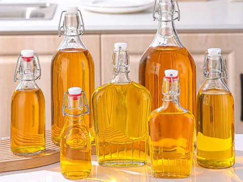 Flask Swing Top Clear Glass Bottles — view 6
