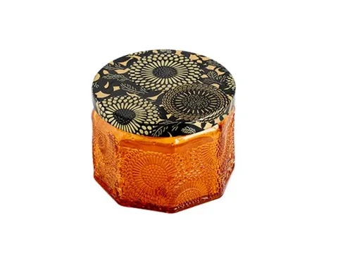 () Embossed Glass Candle Jar With Lids