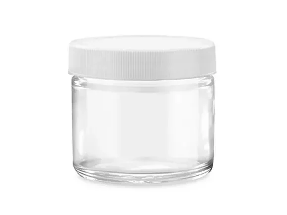 Clear Glass Food Storage Jars with White Caps — main view