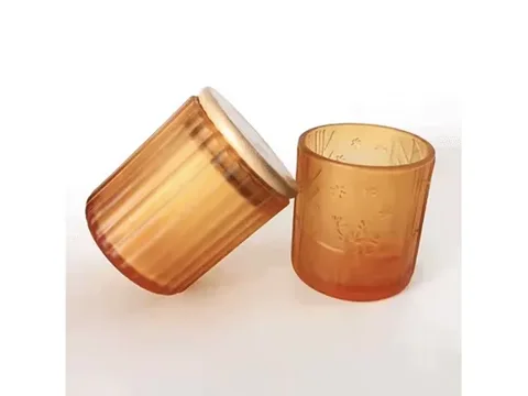Embossed Glass Candle Holders Jar with Bamboo Lid — view 2