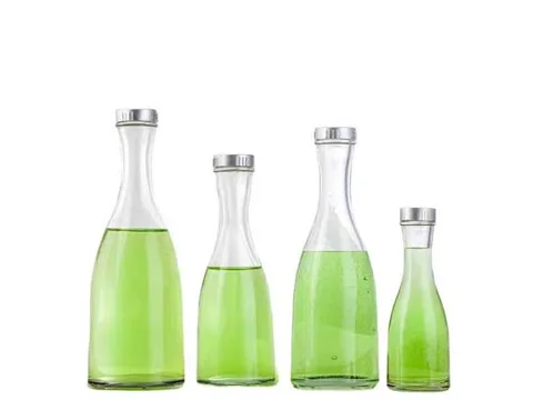 Frosted Clear Glass Beverage Bottles With Crimp Lids — view 2