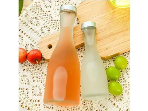 Frosted Clear Glass Beverage Bottles With Crimp Lids — view 3