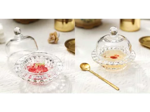 Glass Sugar Fruit Dessert Bowl with Lids Butter Dish — view 2