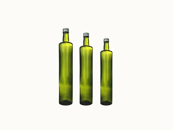Green Glass Olive Oil and Vinegar Bottles — main view