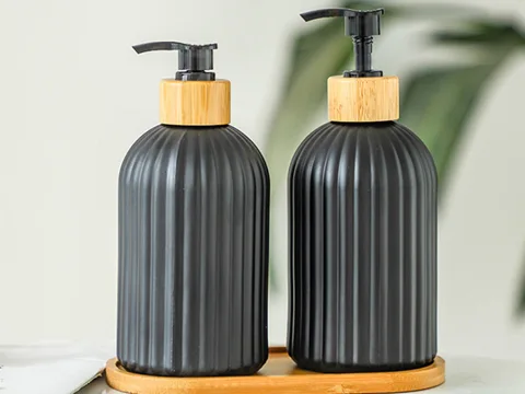 Matte Black Luxurious Glass Soap Bottle — view 2