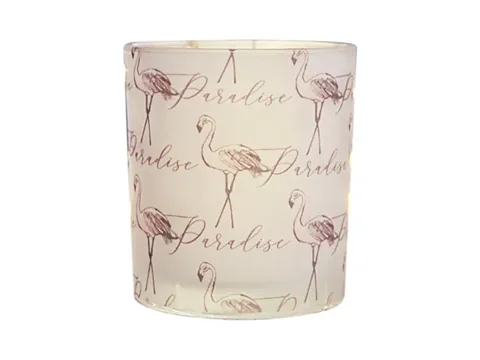 Flamingo Print Glass Candle Jar — view 1