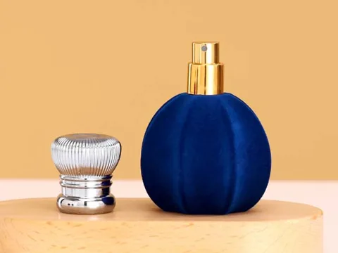Velvet Flocked Finish Glass Perfume Bottle with Lids — view 3