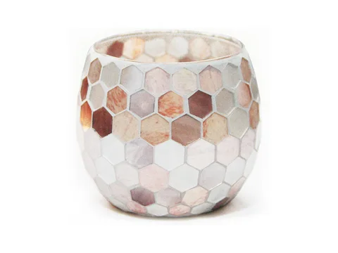 Pink Mosaic Patch Glass Pot — view 1