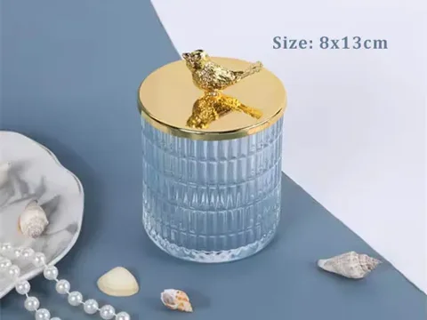 Blue Glass Candle Jars with Lids — view 6