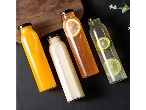 Glass Beverage Juice Bottles with Lids — view 3