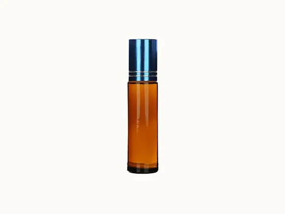 Amber/Brown Perfume/Essential Oil Round Glass Bottles With Roller And — main view