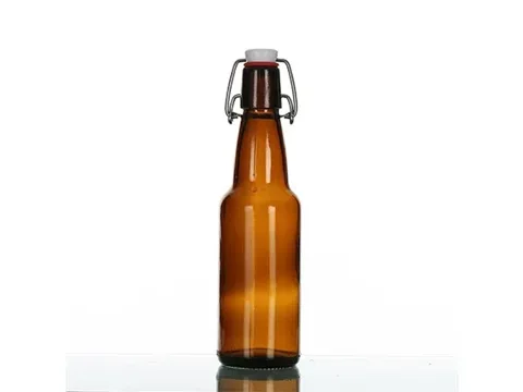 Brown Glass Swing Top Bottles — view 2