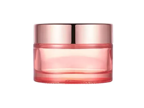 Elegant Pink Glass Cream Jars — main view