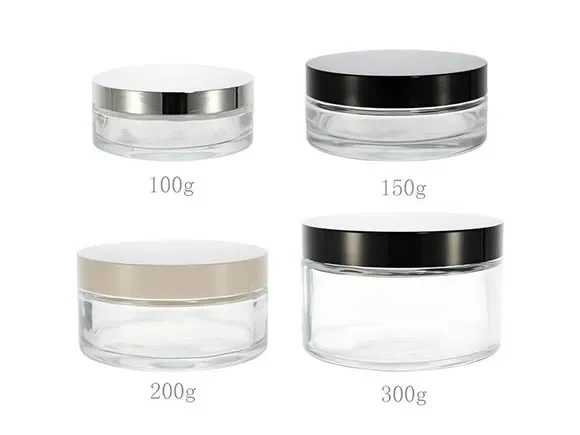 Wide Mouth Glass Cream Cosmetic Jars with Lids — main view