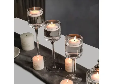 Tall Glass Pillar Candle Holders Candlestick — view 3