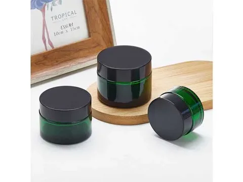 Green Glass Cosmetic Jars — view 2