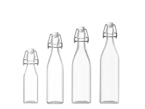 () () () () Square Clear Glass Beverage Bottle — view 2