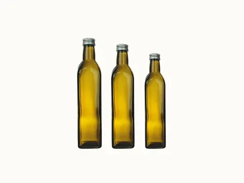 Olive Green Glass Camellia Oil Bottle